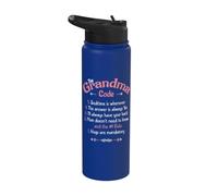 The Grandma Code Funny Rules Grand-mère Grandparent Stainless Steel Insulated Water Bottle