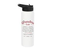 The Grandma Code Funny Rules Grandparent Grand-mère Stainless Steel Insulated Water Bottle