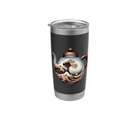 The Great Wave Of Tea Pot Lover Art Japonais Artistic Gobelet isotherme en acier inoxydable double paroi