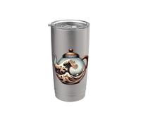 The Great Wave Of Tea Pot Lover Art Japonais Artistic Gobelet isotherme en acier inoxydable double paroi