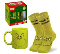 The Grinch Coffret Mug 2 Pièces, Tasse Café ou Thé 340 ml en Céramique et Chaussettes Femme 36-41, Idee Cadeau Femme et Ado