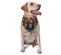 The Halloween Flower Skull with Sunflowers Printed Graphic Pet Triangle Scarf For Dogs & Cats Adjustable Cute Pet Bandana For & Photo Shoots