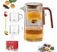 The Harmony Pot Enchanti Théière Magnétique Enchantipot Magique avec infuseur Théière en verre avec filtre et poignée en bois 800 ml