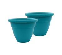 The HC Companies Lot de 2 Pots de Fleurs, Bleu Sarcelle poudré, 25,4 cm
