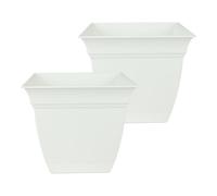 The HC Companies Lot de 2 Pots de Fleurs carrés Eclipse de 30,5 cm avec Soucoupe - pour intérieur et extérieur - pour Fleurs, légumes, Herbes - Blanc
