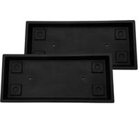 The HC Companies Lot de 2 soucoupes rectangulaires vénitiennes en Plastique léger pour Le Drainage des Plantes, résistantes aux UV, pour l’intérieur et l’extérieur, Noir, 44,4 cm