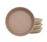 The HC Companies Lot de 4 soucoupes Rondes en Plastique Classique pour Plantes d'intérieur et d'extérieur - Grès, 21,6 x 21,6 x 3,8 cm