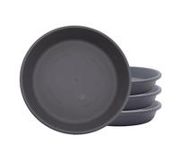 The HC Companies Lot de 4 soucoupes Rondes en Plastique Classique pour Plantes d'intérieur et d'extérieur - Gris Chaud, 21,6 x 21,6 x 3,8 cm