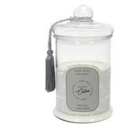 Home Deco Factory - Bougie parfumée Bonbonnière BO5581 Gris - Fleur de coton - Verre 15,8x15,8 cm