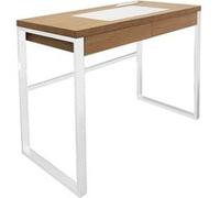 The Home Deco Factory - Bureau en métal et MDF - L. 100 x H. 74 cm - Blanc et Beige Blanc G