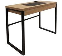 The Home Deco Factory - Bureau en métal et MDF - L. 100 x H. 74 cm - Noir et Beige - Industriel Bois et noir G