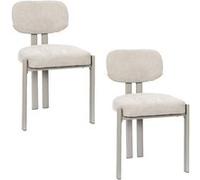 The Home Deco Factory Chaise design Dune - Lot de 2 - Tissu et pieds en métal - Beige - 80 cm Beige