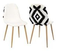 The Home Deco Factory - Chaise pieds imitation bois assise en tissu Lagos (Lot de 2) Beige