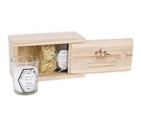 Coffret Bois avec Bougies Nature - Orchidée Blanche