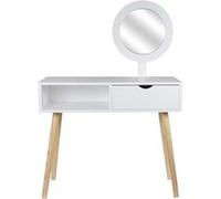 The Home Deco Factory - Coiffeuse scandinave en bois Aurore Blanc G