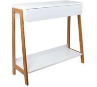 Home Deco Factory – Console scandinave Ida HD6299 – Bambou & MDF – Blanche 84×34×67 cm
