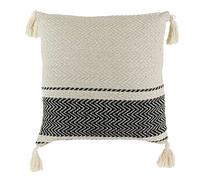 The Home Deco Factory Coussin Rayures Style berbères avec Pompons 40 cm