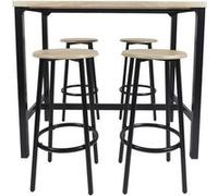 The Home Deco Factory - Ensemble mange debout et 4 tabourets Kalo - Marron et noir - Kalo Marron G