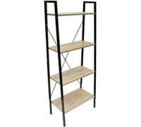 HOME DECO FACTORY - HD6429 Étagère Bois et Métal 4 Niveaux, Rangement Design Industriel pour Salon, Bureau, Chambre - Dimensions 148x60x32.5 cm, Beige Noir