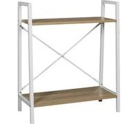 HOME DECO FACTORY - HD7176 Étagère de Rangement Industrielle - Métal et Bois - Design Bi-Matière - Conçu pour Exposer Objets - Dimensions 60 x 27 x 70 cm - Couleur Blanc
