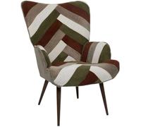 HOME DECO FACTORY - Fauteuil Patchwork Coloré et Moderne - Assise Ergonomique - Idéal pour Salon ou Bureau - Facile à Entretenir - 69x101x76 cm - Beige - Gris - Rouge - Vert - Modèle Scott