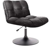 THE HOME DECO FACTORY Fauteuil Vintage Style Industriel en polyuréthane, Noir, Taille Unique