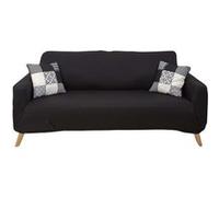 HOME DECO FACTORY - TX8153, Housse Extensible pour canapé 3 Places, Protection et Style, Textile Lavable en Machine, Dimensions 230 x 80 x 85 cm, Couleur Noire