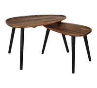 HOME DECO FACTORY - HD0291 Table Gigogne Galet Acacia X2 - Collection Softness - Mobilier Table et Bureau - Dimensions 60 x 40 x 39 cm - Couleur Noir Marron