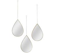 Miroir décoratif à suspension, motif goutte, finition or, collection SixtE, lot de 3
