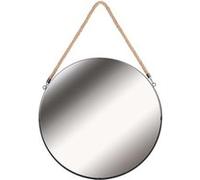 The home deco factory Miroir rond mural avec anse en jonc - Noir