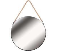 The home deco factory Miroir rond mural avec anse en jonc - Noir