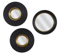 The Home Deco Factory - Miroirs convexes X 3 Diam. 25.5 cm - Noir et Doré - Lounge Édition Noir G