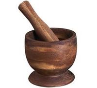 HOME DECO FACTORY - KA6332, Mortier et Pilon en Acacia, ustensile de Cuisine Ergonomique pour hacher et écraser, Facile à Nettoyer, Design élégant, 12 cm, Marron Naturel