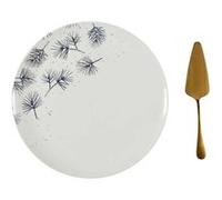 The Home Deco Factory - Plat à tarte et pelle dorée Feuilles Blanc G
