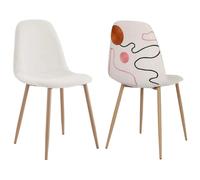 the_home_deco_factory Poésie - Chaises pieds bois (Lot de 2)