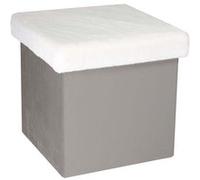 The Home Deco Factory - Pouf coffre de rangement bicolore imitation fourrure Léo Gris clair et blanc Gris clair et blanc G