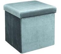 HOME DECO FACTORY - Coffre Pouf Pliable en Velours Côtelé - Rangement Pratique et Moderne pour Salon ou Chambre - Toucher Doux - 38x38x38 cm - Bleu Canard - Collection Giulia