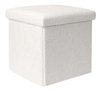 The Home Deco Factory - Pouf coffre pliable en bouclette blanc Blanc G