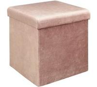The Home Deco Factory - Pouf coffre pliable en velours design Giulia - L. 38 x H. 38 cm - Rose - Giulia Rose G