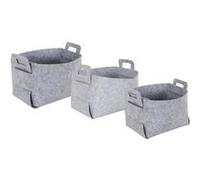 Lot de 3 Boîtes de Rangement Feutrine 49cm Gris