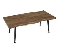 HOME DECO FACTORY - Table Basse Esthétique en MDF et Fer pour Salon ou Salle à Manger - Design Moderne - 100 x 38 x 49 cm - Noir et Bois - Modèle Forest