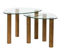 HOME DECO FACTORY, HD0555, Table Gigogne en Verre Trempé Clara - Design Élégant et Pratique, Gain de Place, Facile à Entretenir - Dimensions : 60x43x45 cm, Couleur Marron