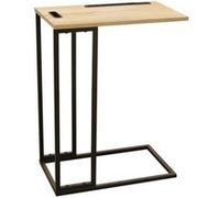 HOME DECO FACTORY - HD6585 - Table Basse Gigogne Noir-Bois avec Compartiment de Rangement - Design Pratique et Élégant - Dimensions 48 x 28 x 62,5 cm - Idée Cadeau