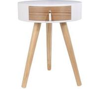 The Home Deco Factory - Table de chevet scandinave Nora - Diam. 35 x H. 45 cm - Blanc - Nora Blanc G