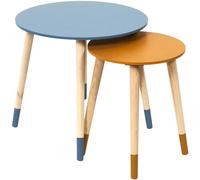 The home deco factory Table gigogne ronde - Bleu et jaune