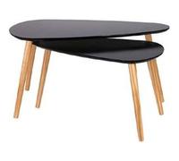 HOME DECO FACTORY - HD6404 Table Gigogne en Bois Design Galet - Duo de Tables - Composition Pin MDF - Dimensions 80 x 50 x 40 cm et 70 x 35 x 45 cm - Couleur Noir