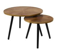 HOME DECO FACTORY - HD7412 Table Gigogne Felix x2 - Mobilier Moderne - Table d'Appoint en Pin - Dimensions Petit L40xP40xH33 cm - Grand L60xP60xH40 cm - Couleur Marron
