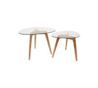HOME DECO FACTORY - HD3212 Tables Gigognes - Conçu pour Modulabilité de l'espace - Verre Trempé Transparent - Dimensions 60 x 45 x 43 cm et 50 x 38 x 40 cm