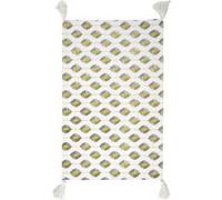 Tapis à pompons modèle Zeste - Jaune/Noir/Blanc - 50 x 70 cm