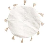Home Deco Factory – Tapis rond TX9033 – Coton à pompons pour salon/chambre – 90 cm Beige